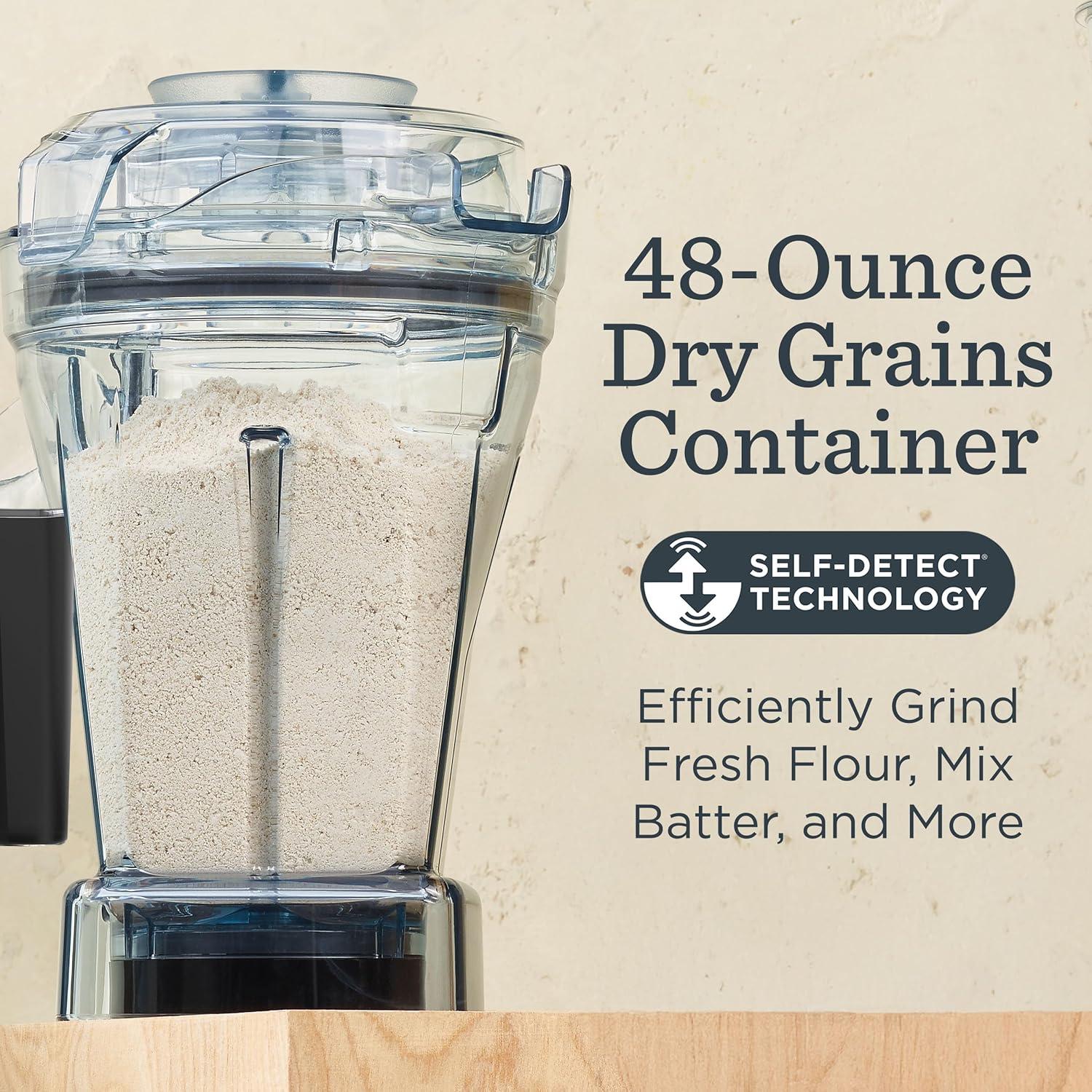 image:imageVitamix 48Ounce Dry Grains Blender Container with SELFDETECT DishwasherSafe BPAFree LaserCut StainlessSteel Blades Tamper Included Compatible with All FullSize Vitamix BlendersClear