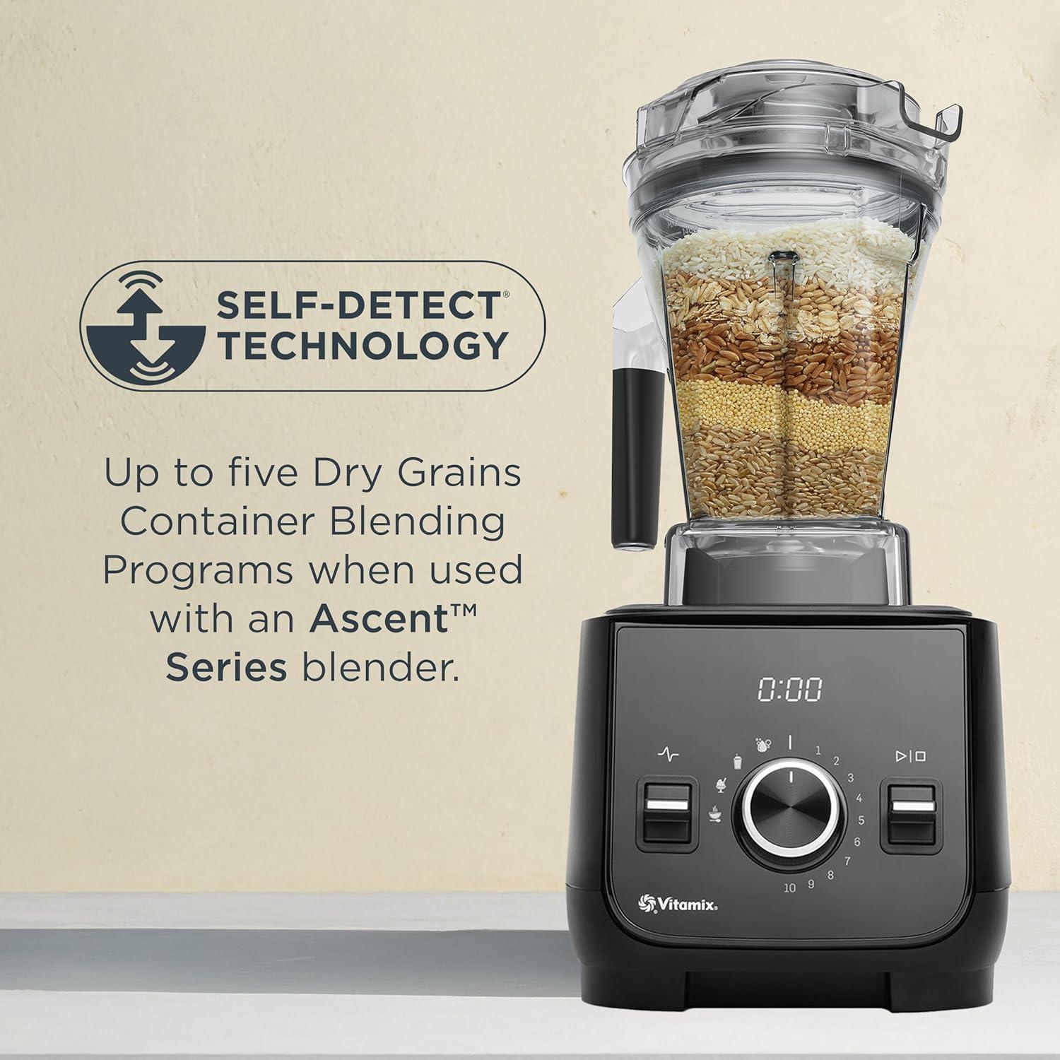 image:imageVitamix 48Ounce Dry Grains Blender Container with SELFDETECT DishwasherSafe BPAFree LaserCut StainlessSteel Blades Tamper Included Compatible with All FullSize Vitamix BlendersClear