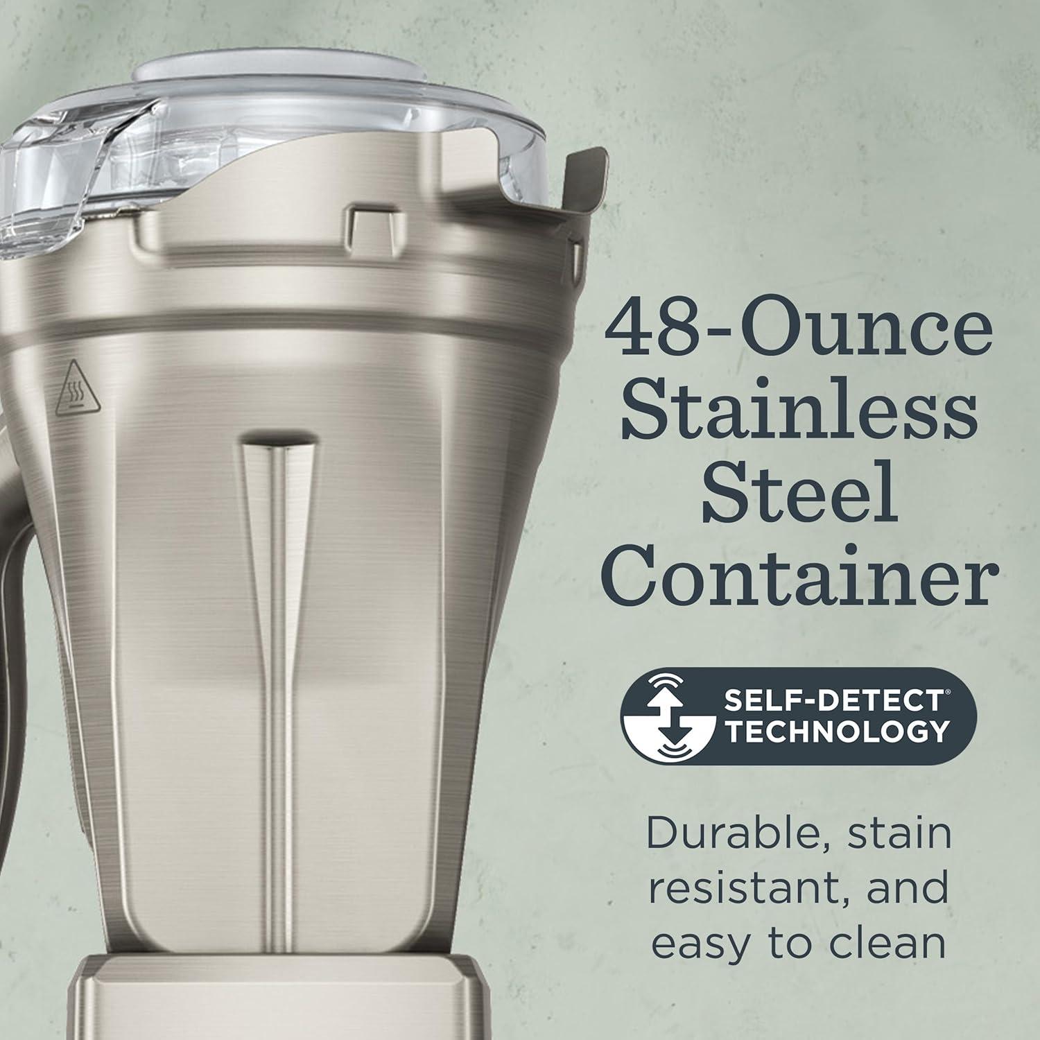 image:imageVitamix 48Ounce StainlessSteel Blender Container with SELFDETECT DishwasherSafe BPAFree Clear Lid LaserCut StainlessSteel Blades Compatible with All FullSize Vitamix Blenders