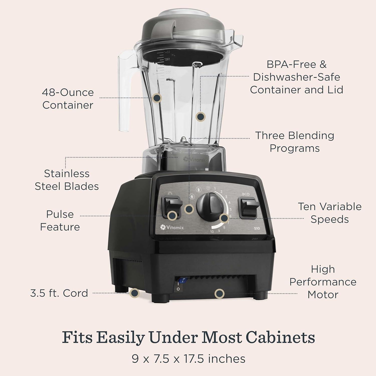image:imageVitamix Propel Series 510 Blender with Three Blending Programs ProfessionalGrade Blender for Smoothies and More StainlessSteel Blades SelfCleaning Kitchen Appliance 48 Oz Container WhiteRed