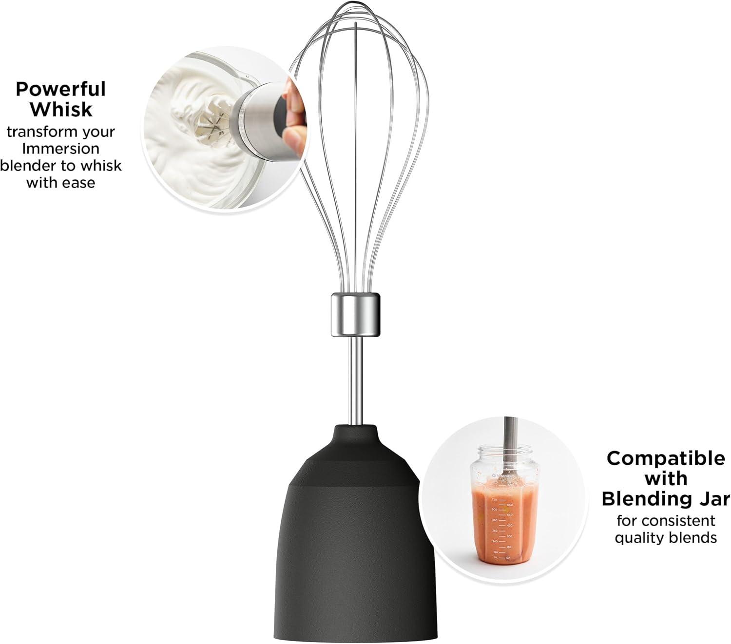image:imageVitamix 5Speed Immersion Blender 5Piece Bundle 625Watt Motor OneHanded Operation 5 ft cord includes MiniChopper Blending Jar Whisk Attachment amp Storage Case Stainless SteelBlack