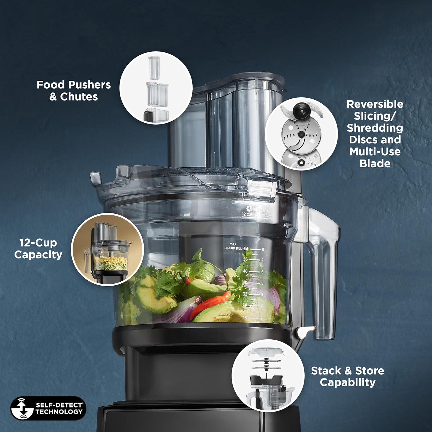 image:imageVitamix Ascent X4 Gourmet SmartPrep Kitchen System ProfessionalGrade Blender StainlessSteel Blades 12Cup Food Processor Attachment with 4 Discs 48 Oz Blender Container Black