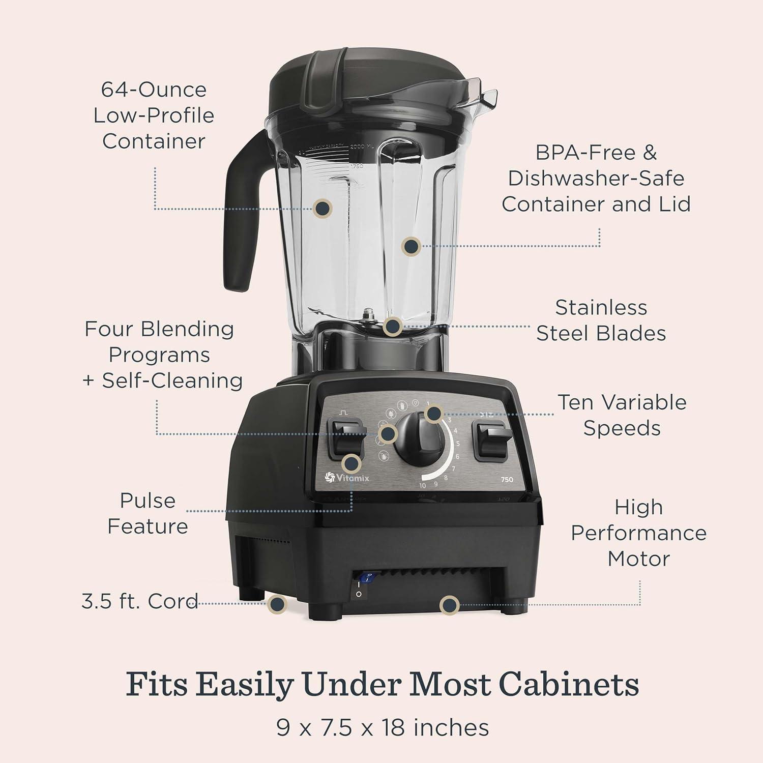 image:imageVitamix Propel Series 750 Blender Stainless Steel Container Four Blending Programs SelfCleaning Program ProfessionalGrade Blender for Smoothies Soups and More StainlessSteel Blades Black